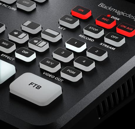 Blackmagic ATEM Mini Pro video switcher console close-up